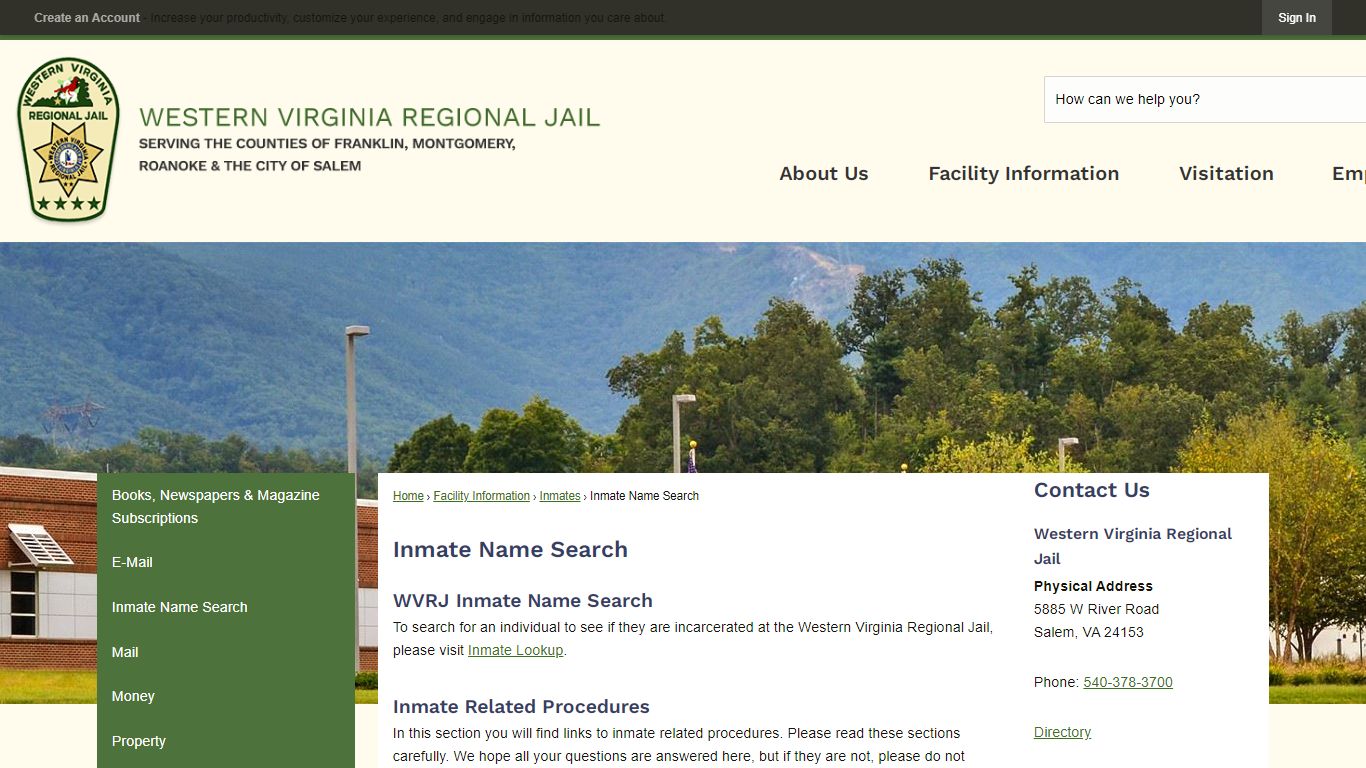 Inmate Name Search | Western Virginia Regional Jail, VA